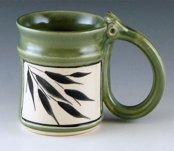 Ceramic mug with bamboo design by Bonnie Belt